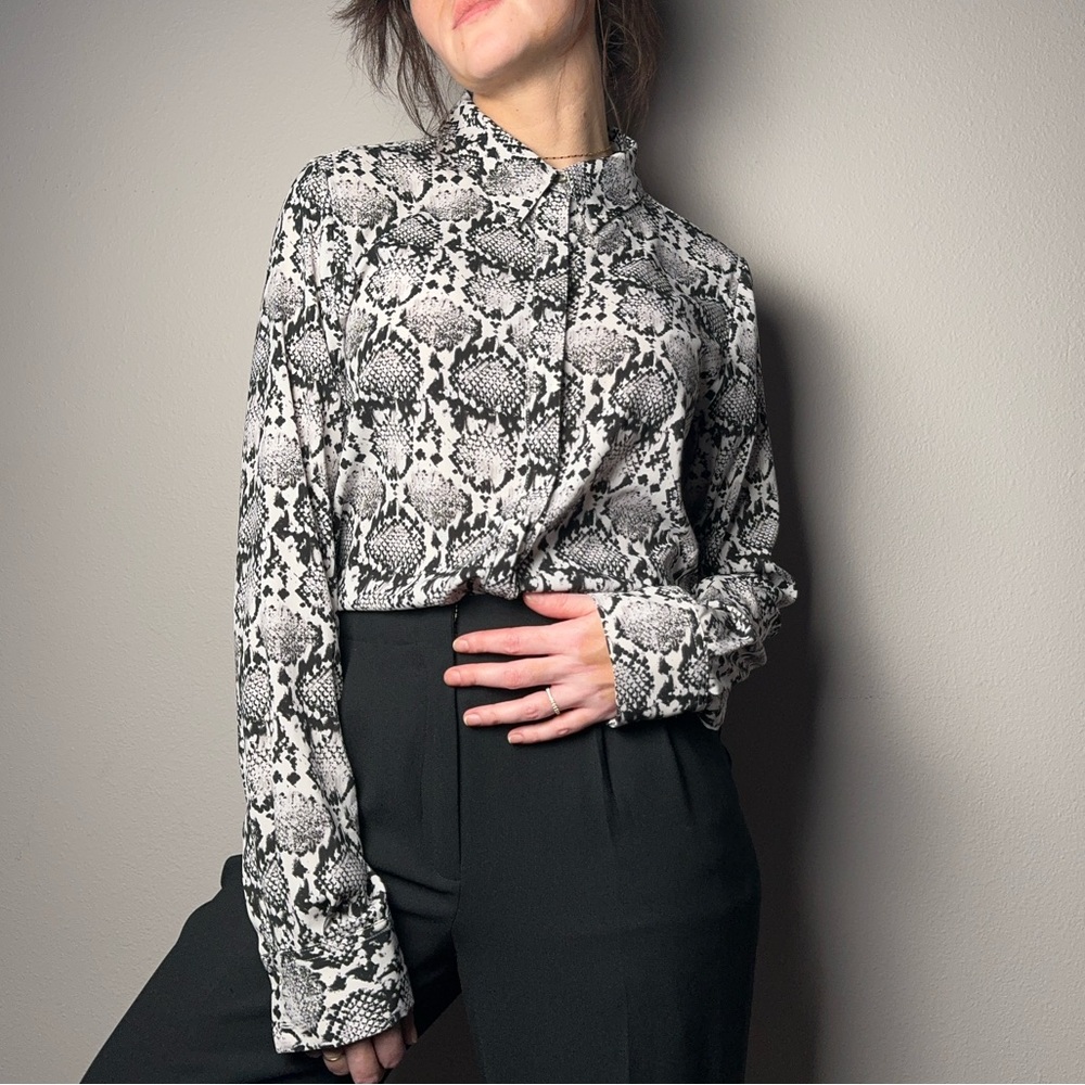 Calvin Klein Snakeprint Button-Up Blouse - image 2